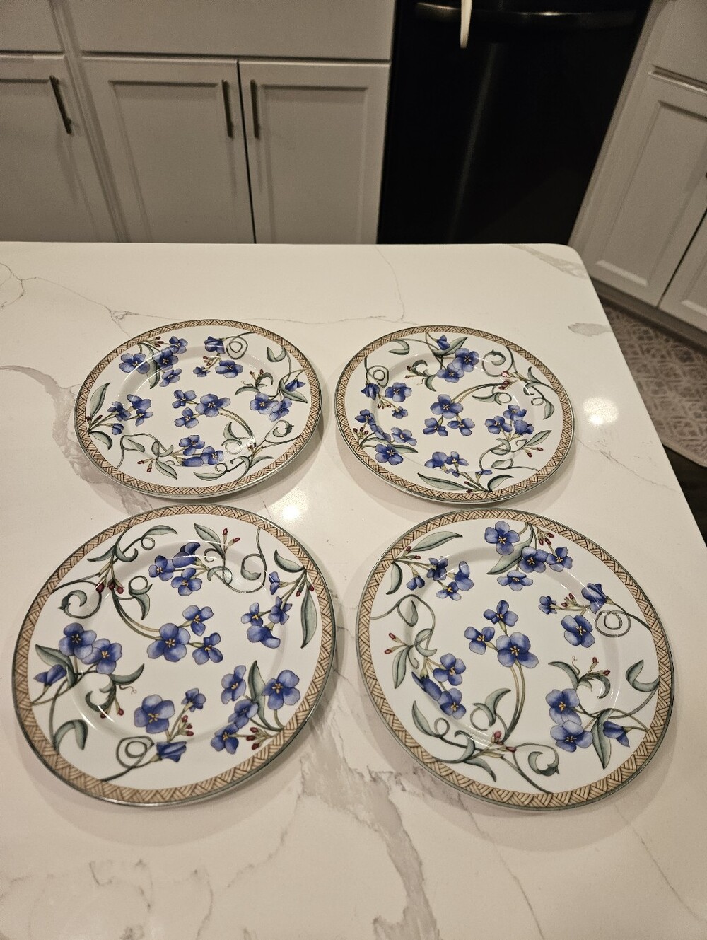 Dansk Umbrian Flowers Floral Ceramic Salad Plates - Set of 4